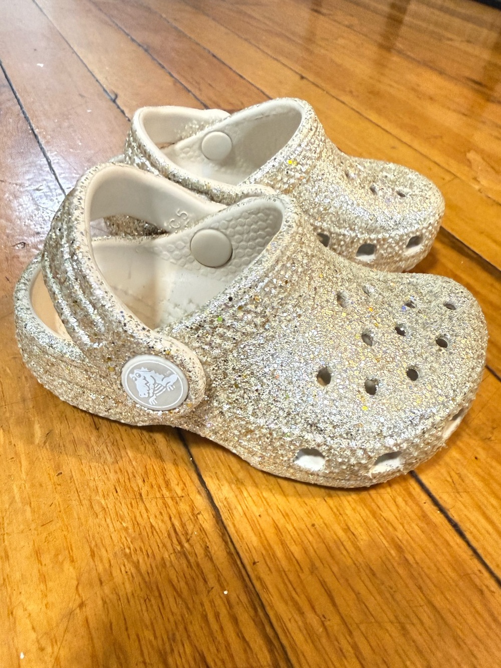 CROCS toddler Glitter Clog Sandals - Gold Sparkle